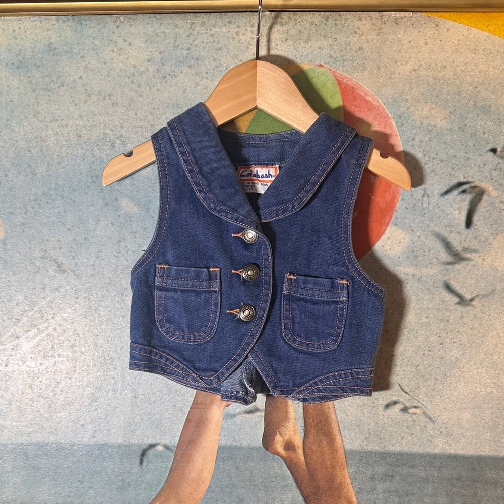 1970’s Vintage Children's Denim Vest with Button Details